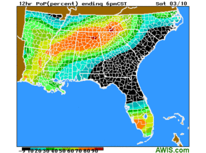 Cover photo for AWIS Weather Update (3/10/2018): Rain / Snow Sat-Mon, Frost Nights Tue-Thur in Most of NC