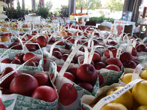 Apples in bags are ready for purchase at the NC Farmers Market.