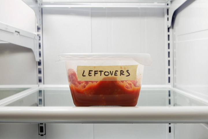 Container of leftovers in frig