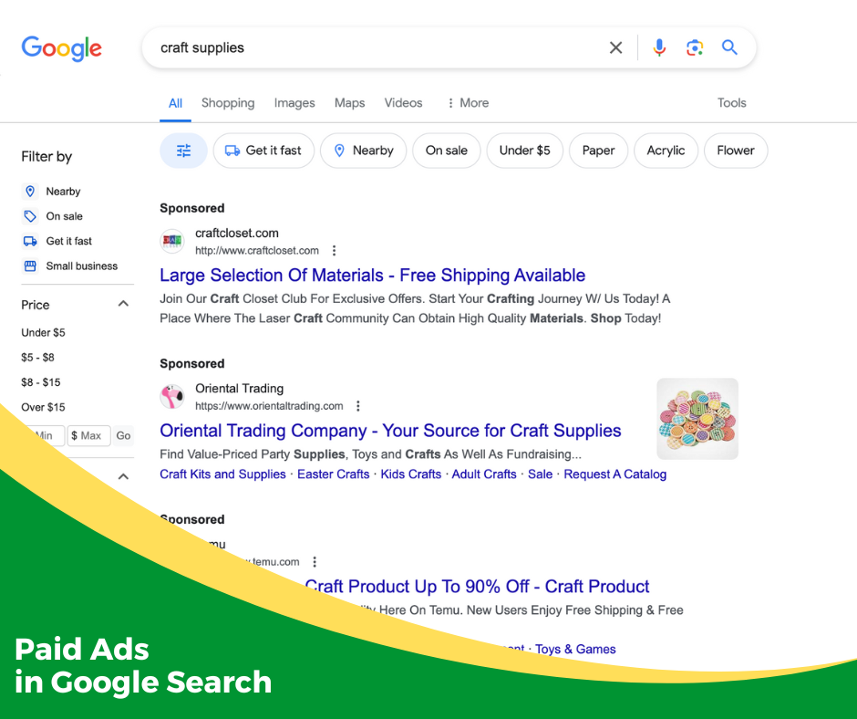 google search screenshot highlight sponsored ads
