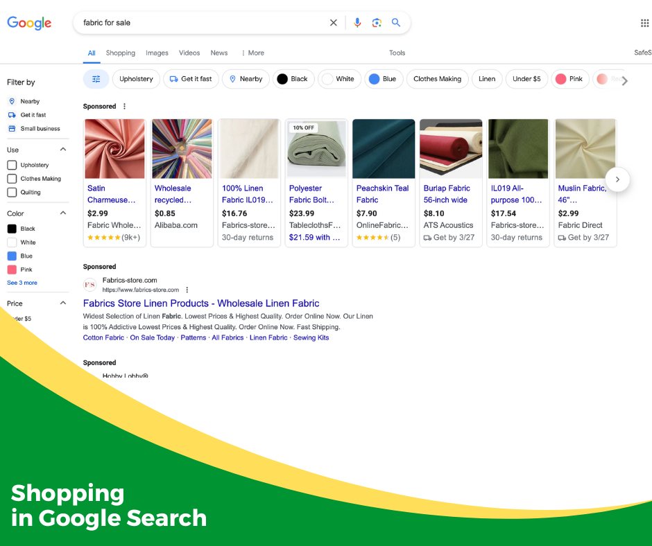 google search results shopping