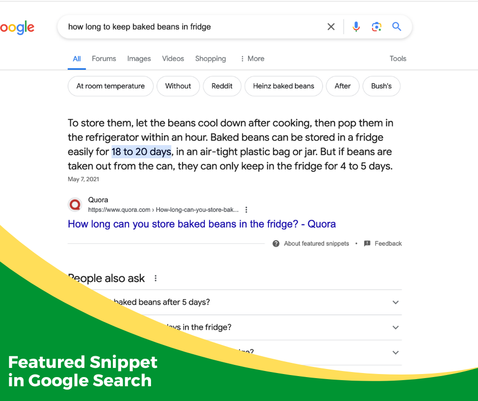 google search results screenshot featured snippet