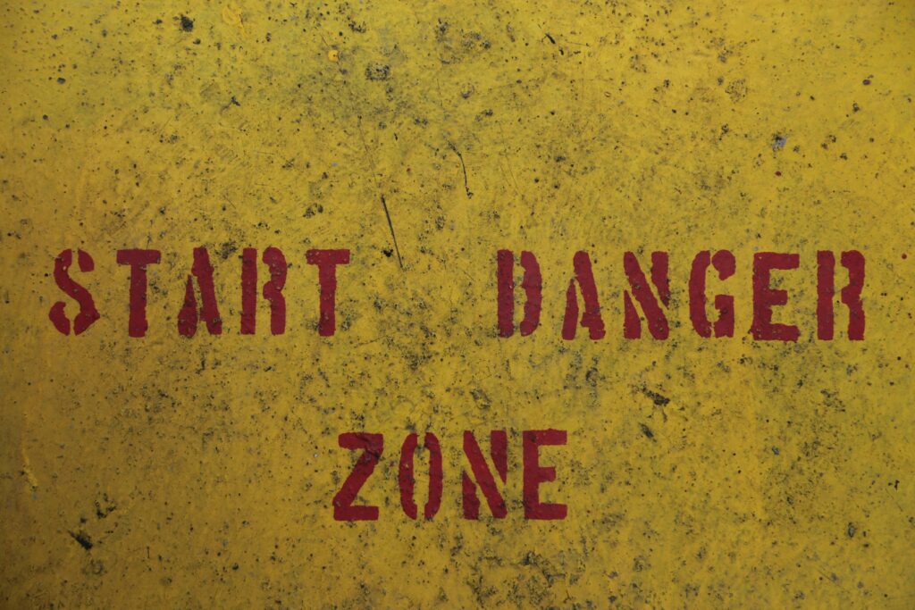 start danger zone sign